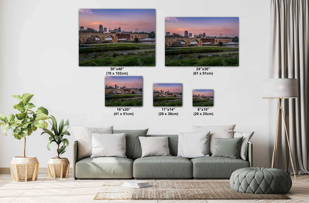 Stone Arch Bridge Minneapolis Sunset: Mill District Photography Wall Art