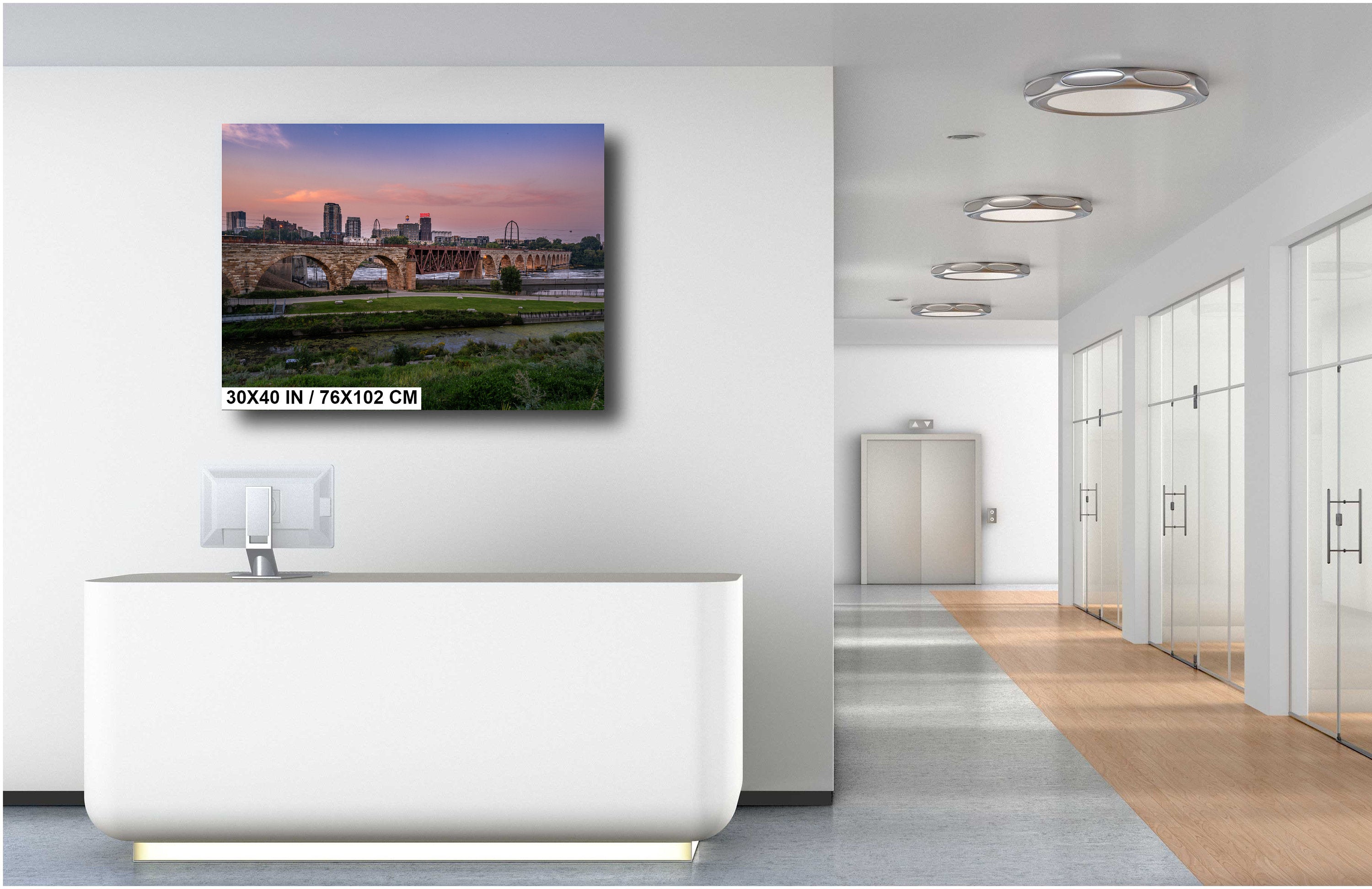 Stone Arch Bridge Minneapolis Sunset: Mill District Photography Wall Art
