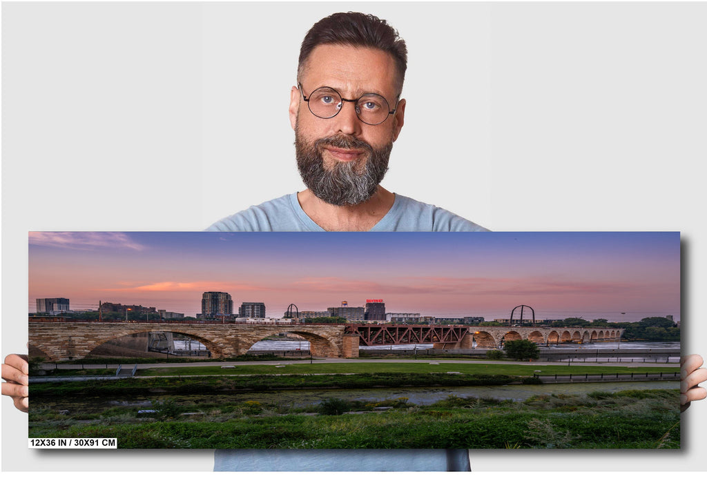 Stone Arch Bridge Minneapolis Sunset: Mill District Photography Wall Art