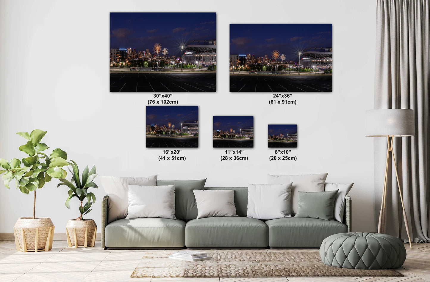 Denver Fireworks Wall Art – Broncos Stadium Decor | Mile High Fireworks Print Canvas