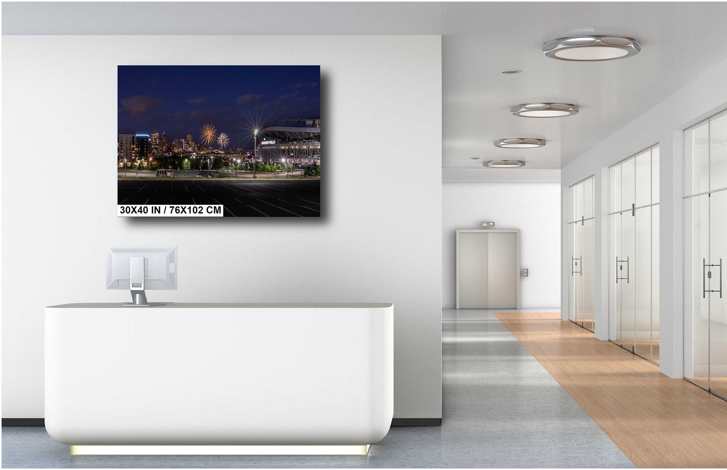 Denver Fireworks Wall Art – Broncos Stadium Decor | Mile High Fireworks Print Canvas