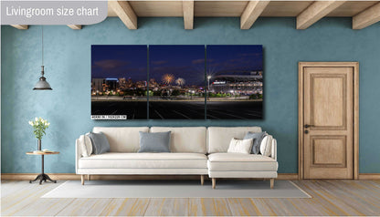 Denver Fireworks Wall Art – Broncos Stadium Decor | Mile High Fireworks Print Canvas