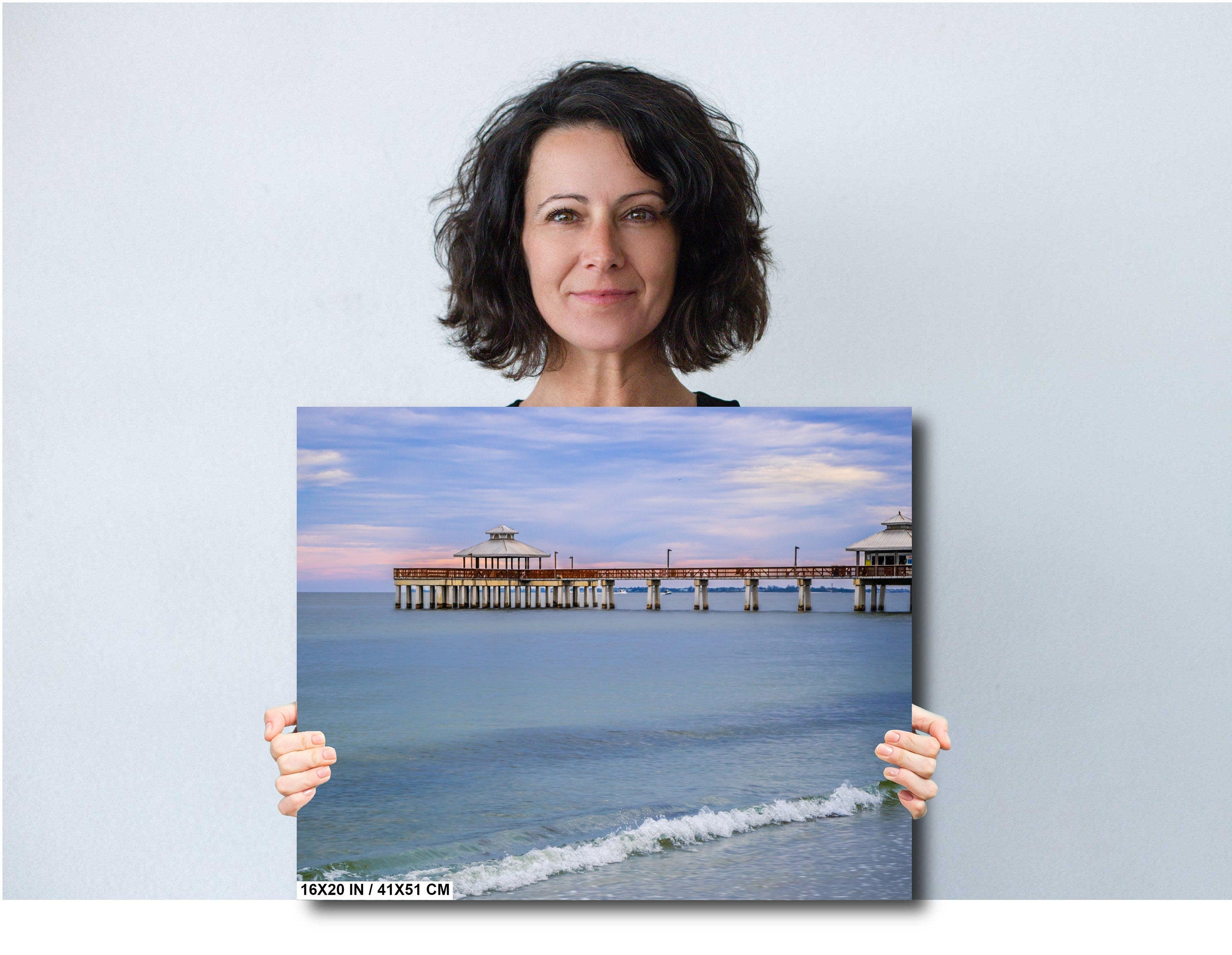 Before The Storm: Old Fishing Pier in Fort Myers Beach, Florida Wall Art Metal Acrylic Print Florida Seascape Home Decor