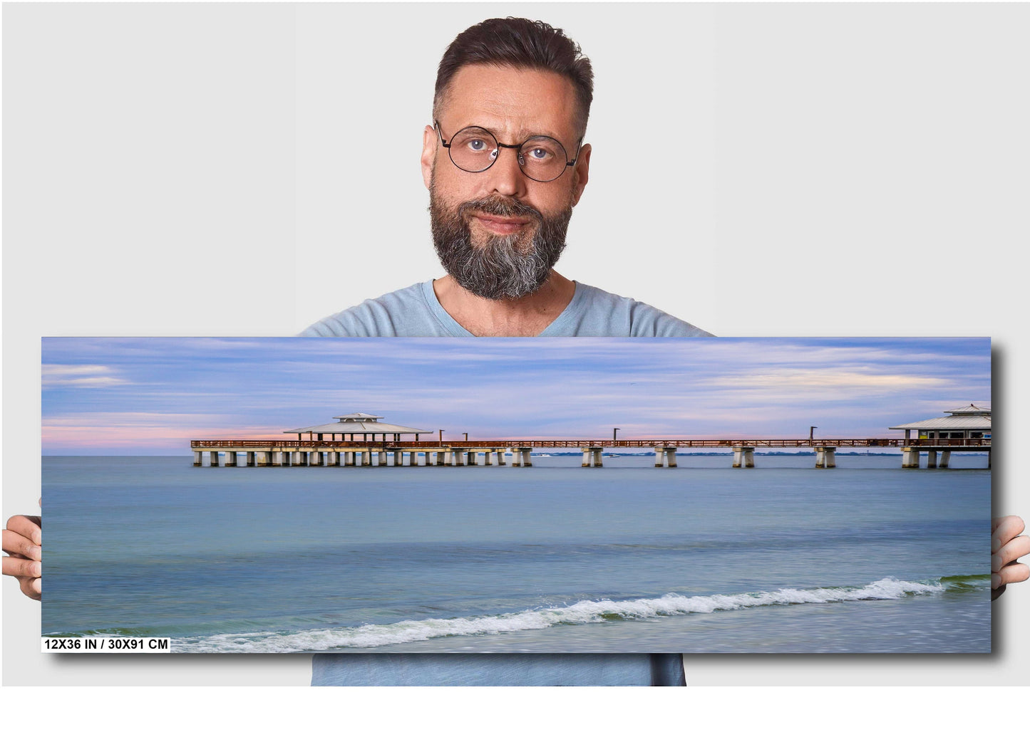 Before The Storm: Old Fishing Pier in Fort Myers Beach, Florida Wall Art Metal Acrylic Print Florida Seascape Home Decor