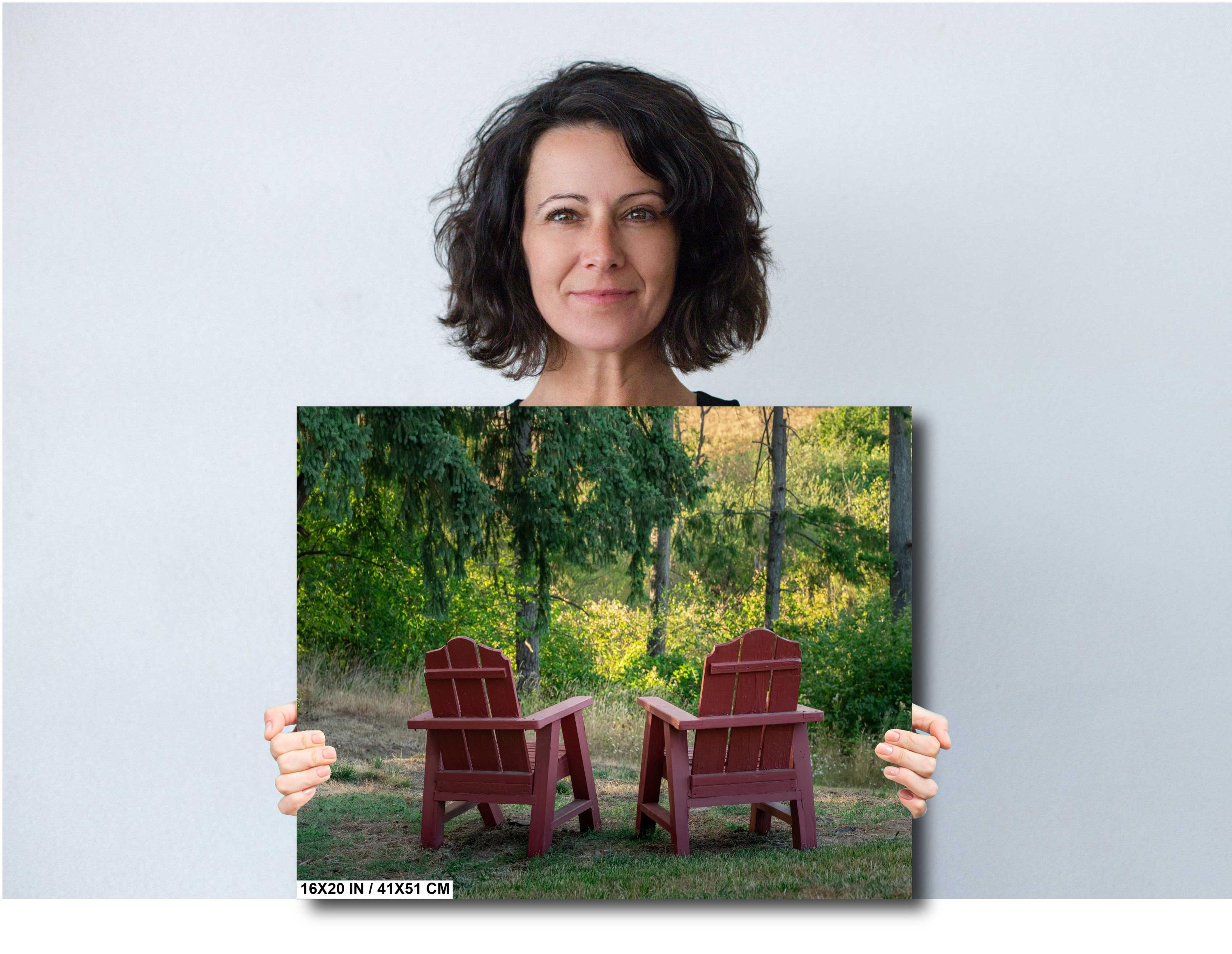 Adirondack Chairs Print: Portland Forest Greenery Wall Art