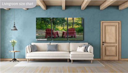 Adirondack Retreat: Print Wall Art Adirondack Chairs in the Heart of Portland Oregon Forest Greenery Aluminum/Acrylic/Metal/Canvas