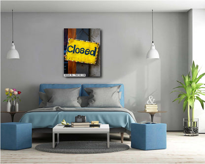 Vintage Closed Sign: Wall Art Print Capturing Closed Wooden Sign in Detail Metal Vintage Wooden Signage NC Aluminum/Acrylic/Metal/Canvas