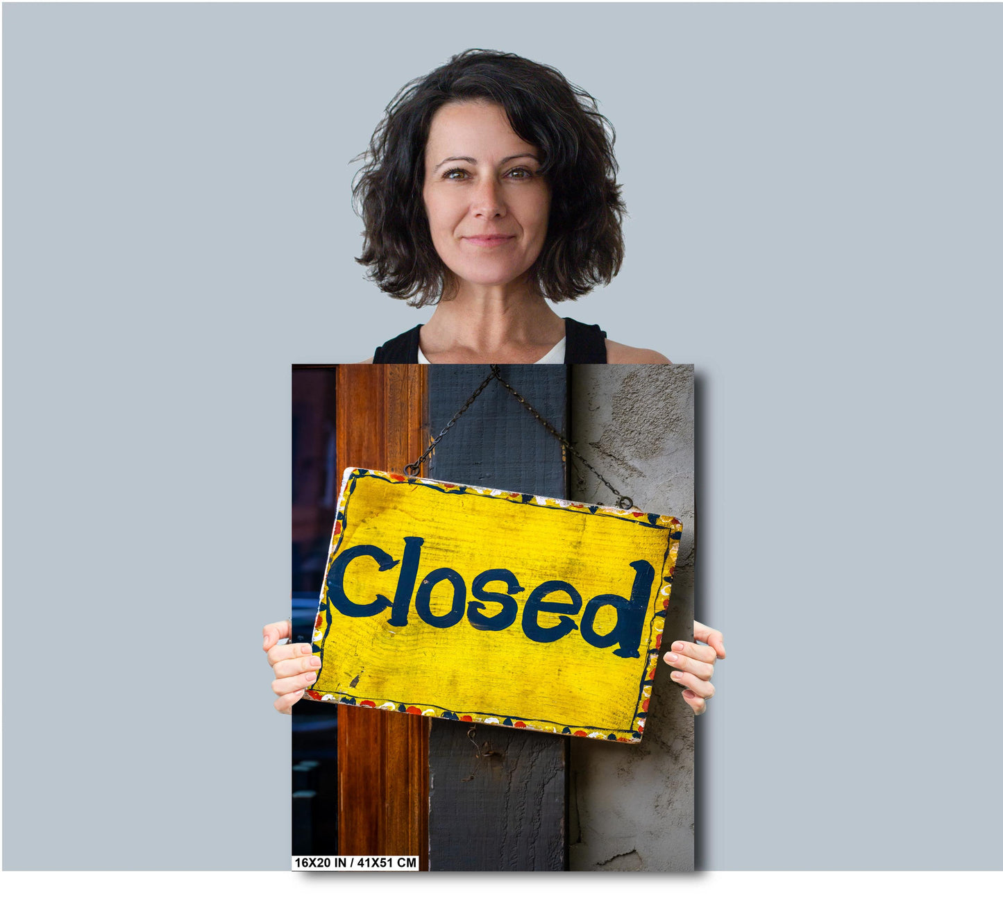 Vintage Closed Sign: Wall Art Print Capturing Closed Wooden Sign in Detail Metal Vintage Wooden Signage NC Aluminum/Acrylic/Metal/Canvas