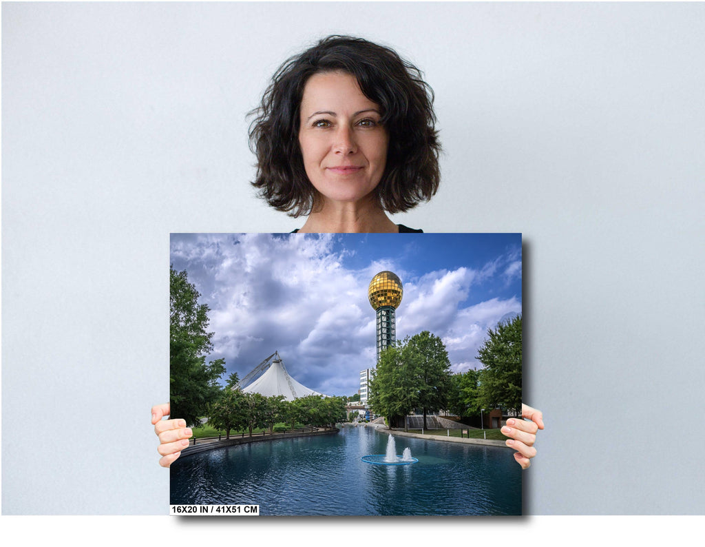 Knoxville World’s Fair Park: Sunsphere Fountain Tennessee Amphitheatre Wall Art Metal Canvas Print Historical Landmark