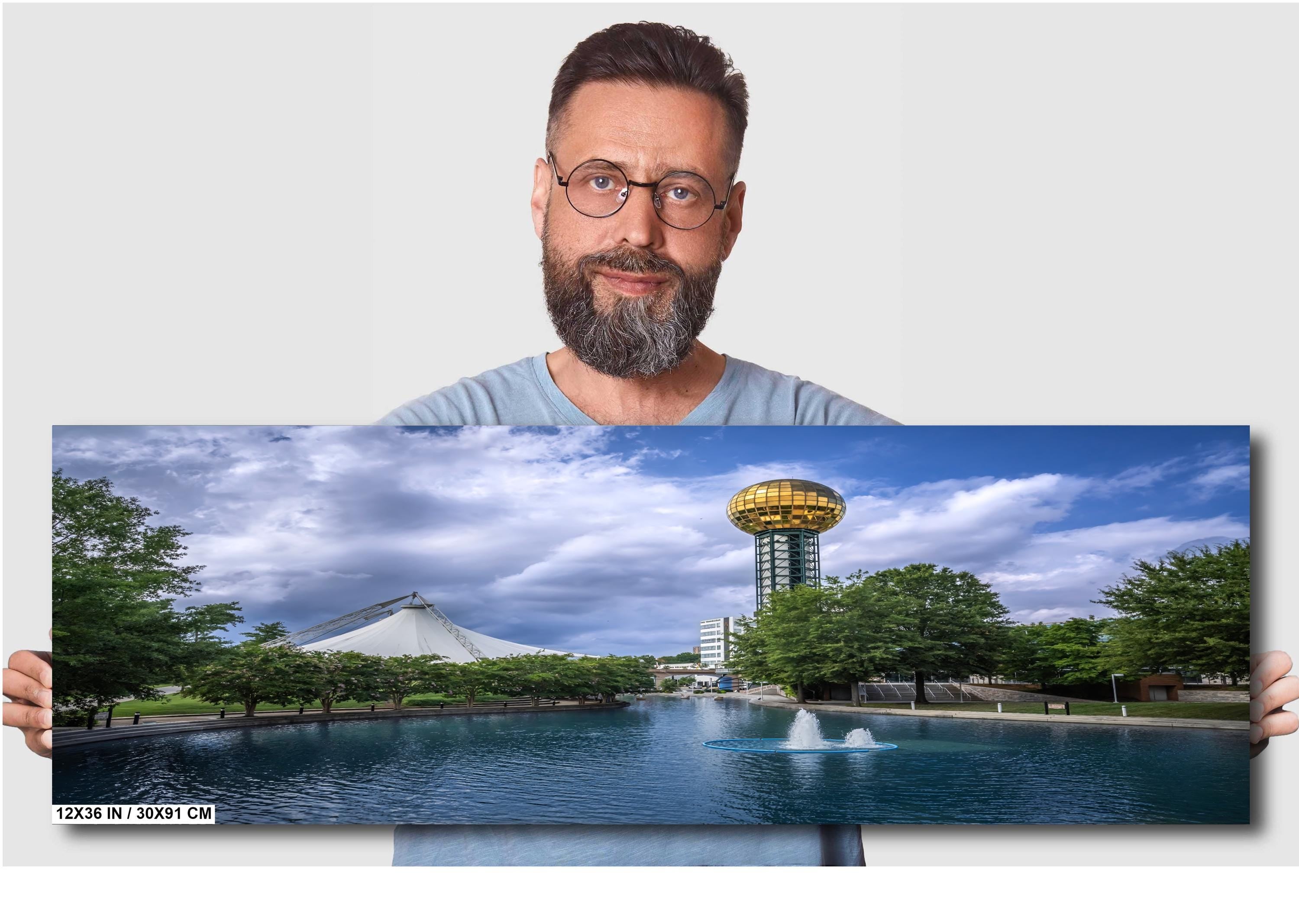 Knoxville World’s Fair Park: Sunsphere Fountain Tennessee Amphitheatre Wall Art Metal Canvas Print Historical Landmark