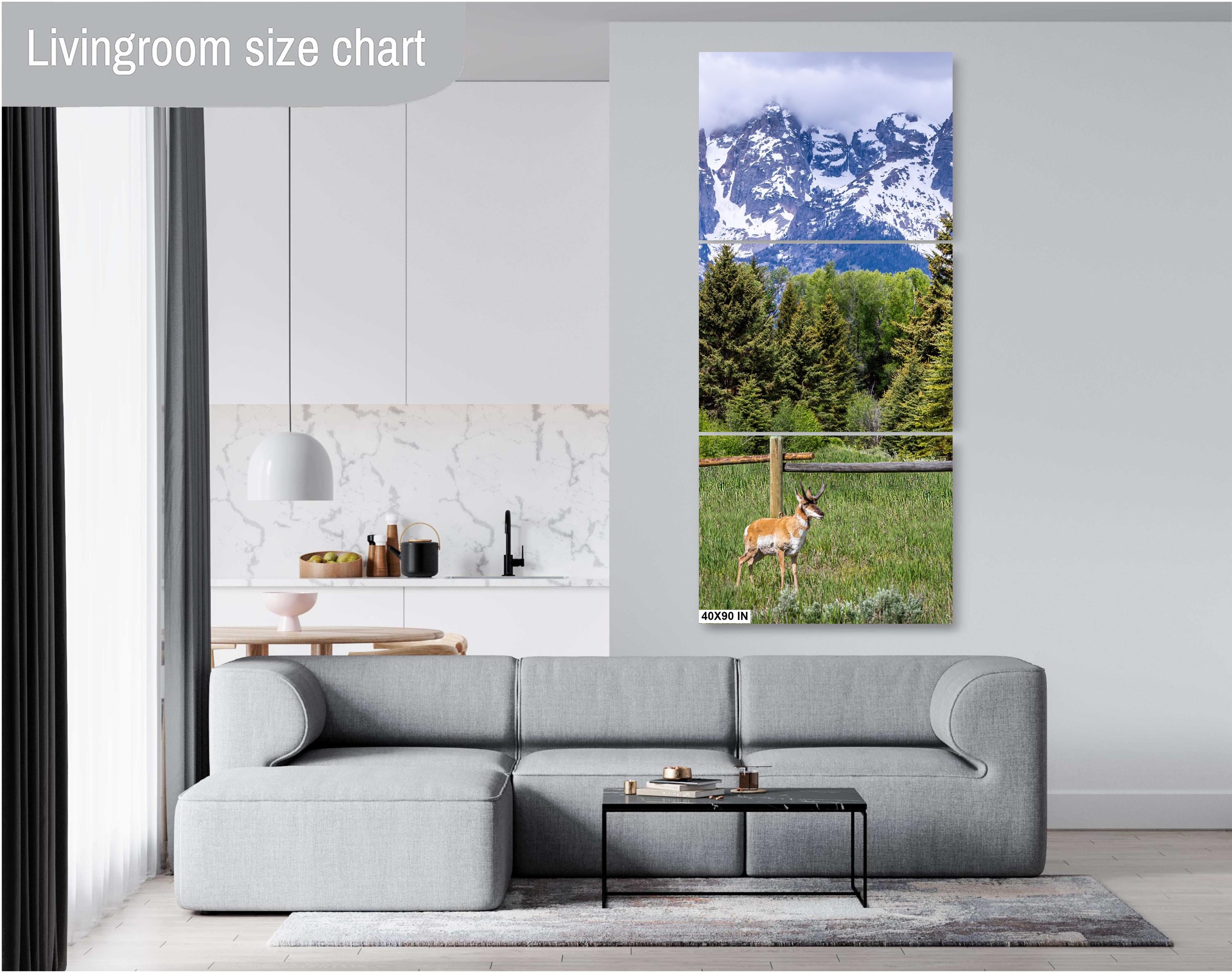 Teton Pronghorn: Wyoming Pronghorn Among Pine Trees and Grand Teton National Park's Snowcapped Mountains Metal Canvas Wall Art