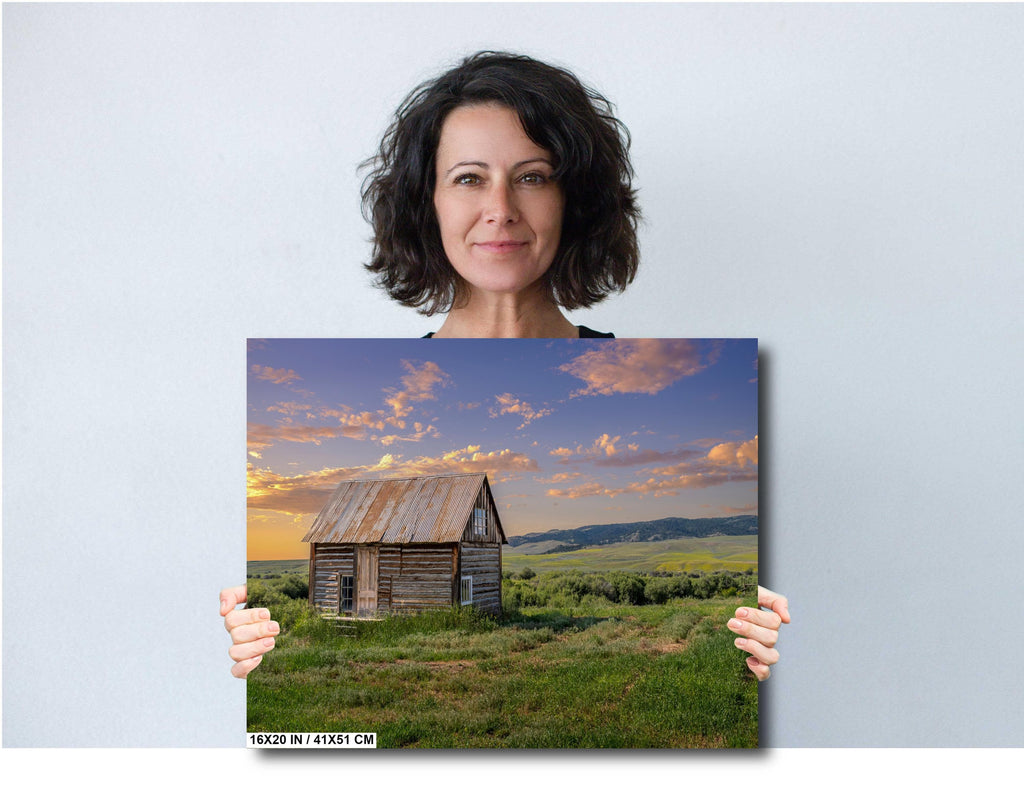 Montana Homestead Print: Rustic Wooden House, White Sulphur Springs Wall Art