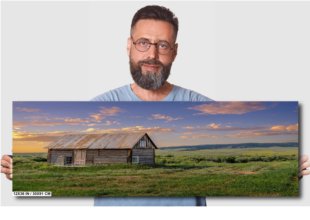 Montana Homestead Print: Rustic Wooden House, White Sulphur Springs Wall Art