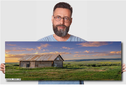 Home on the Range: Old Wooden Homestead House in White Sulphur Springs, Montana Wall Art Metal Canvas Print Home Decor Montana Nature