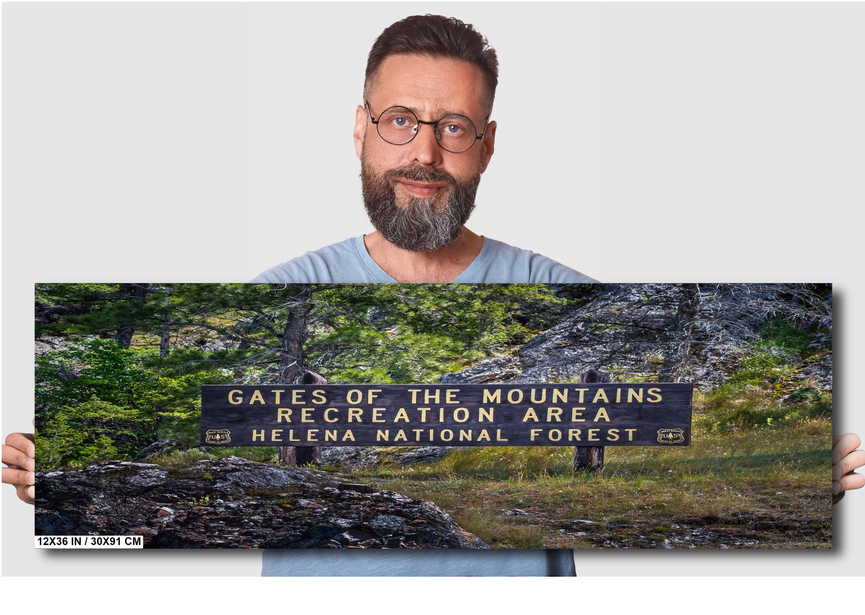 Gates of the Mountains Montana Sign: Helena National Forest Wall Art Print