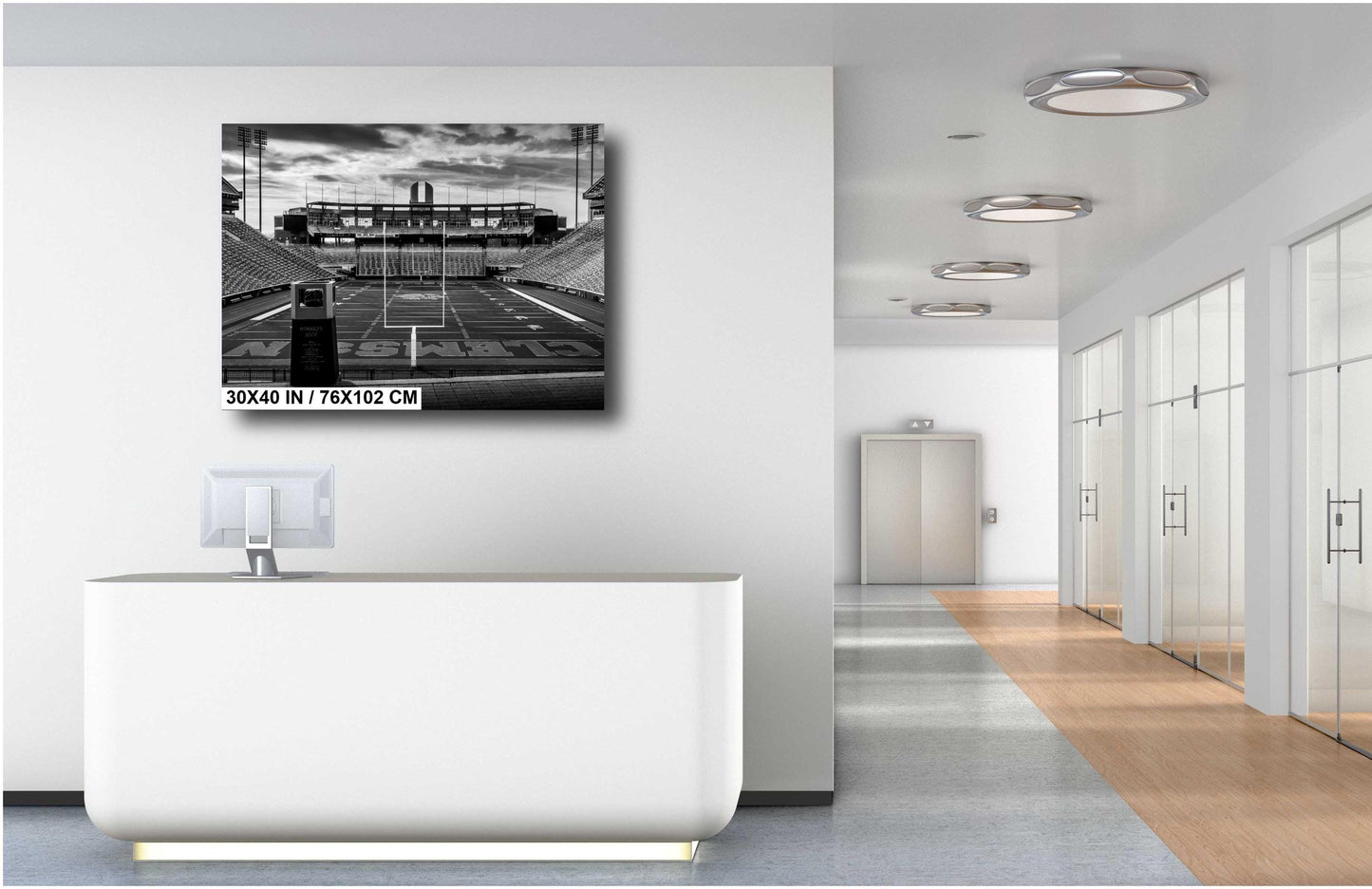 Clemson Tigers Stadium - Black & White Clemson Memorial Stadium Art Print