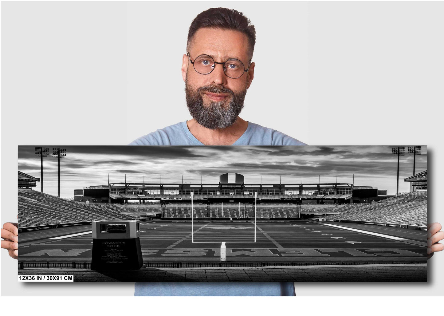 Clemson Tigers Stadium - Black & White Clemson Memorial Stadium Art Print