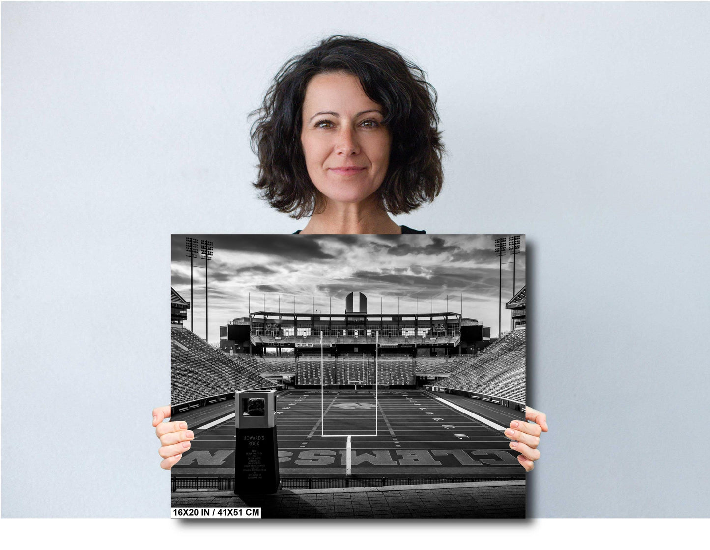 Clemson Tigers Stadium - Black & White Clemson Memorial Stadium Art Print