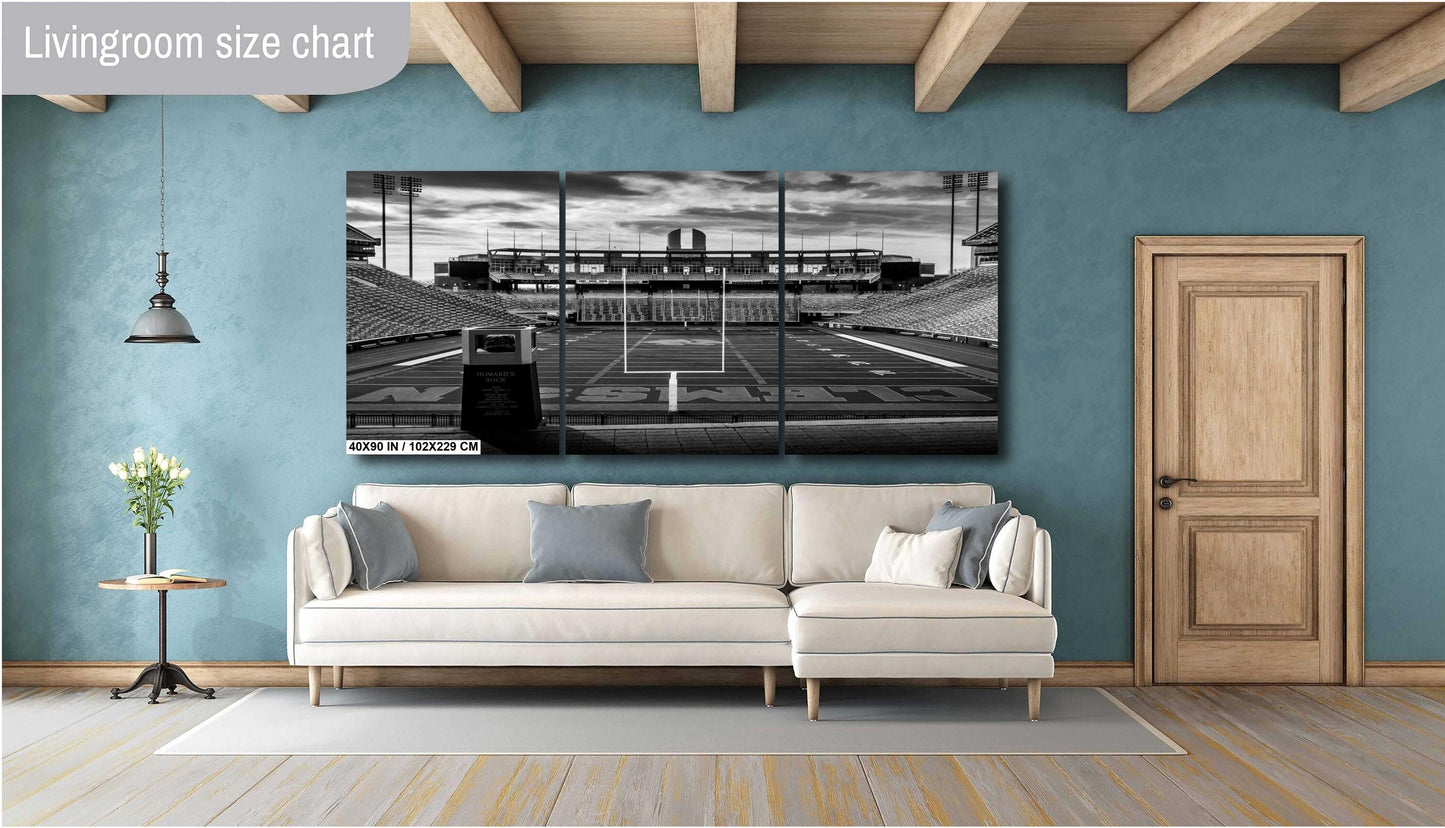 Clemson Tigers Stadium - Black & White Clemson Memorial Stadium Art Print