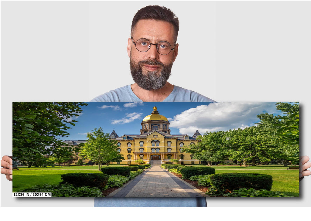 Notre Dame Golden Dome: Garden Pathway, South Bend, Indiana Photography Wall Art