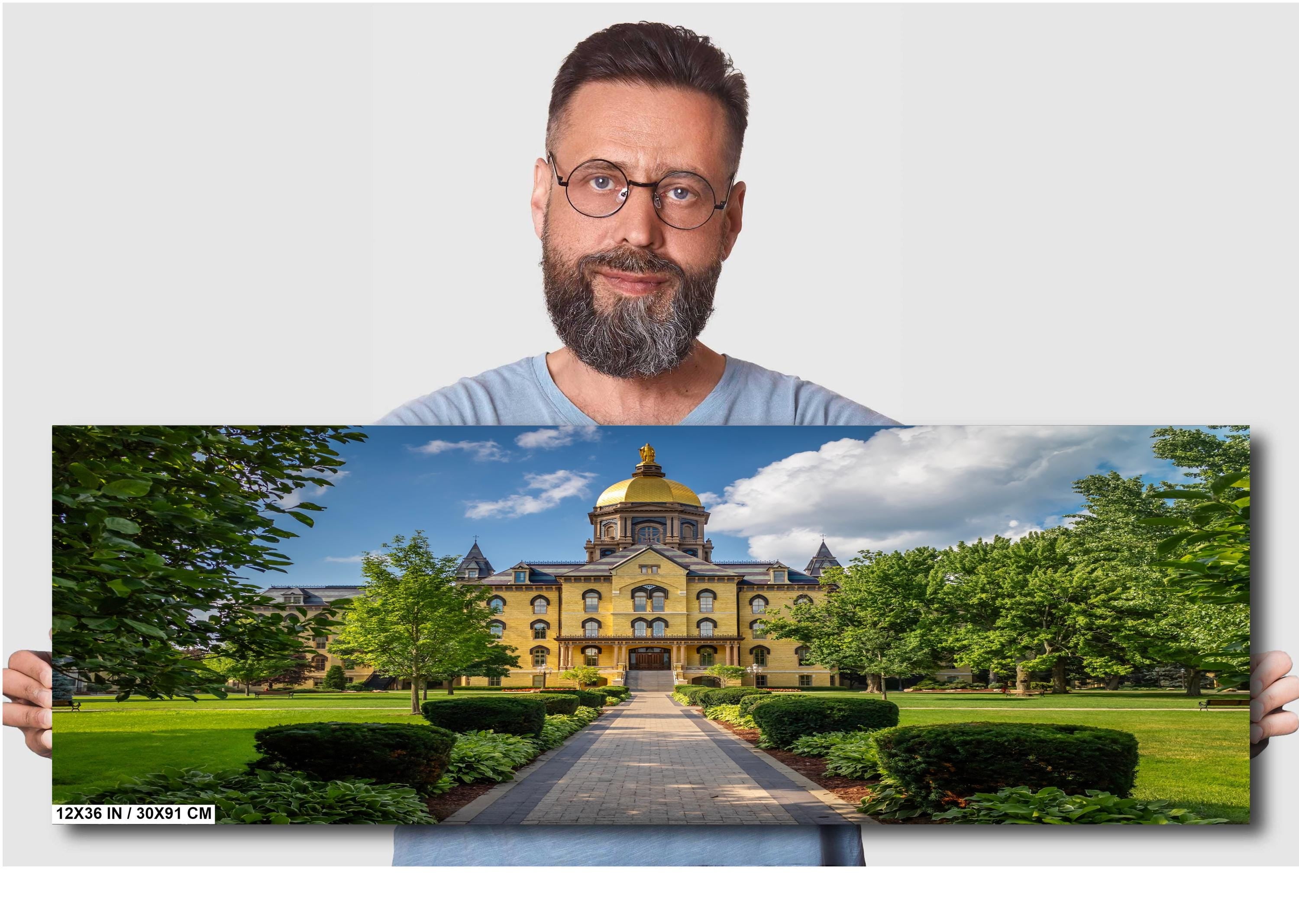Notre Dame Golden Dome: Garden Pathway, South Bend, Indiana Photography Wall Art