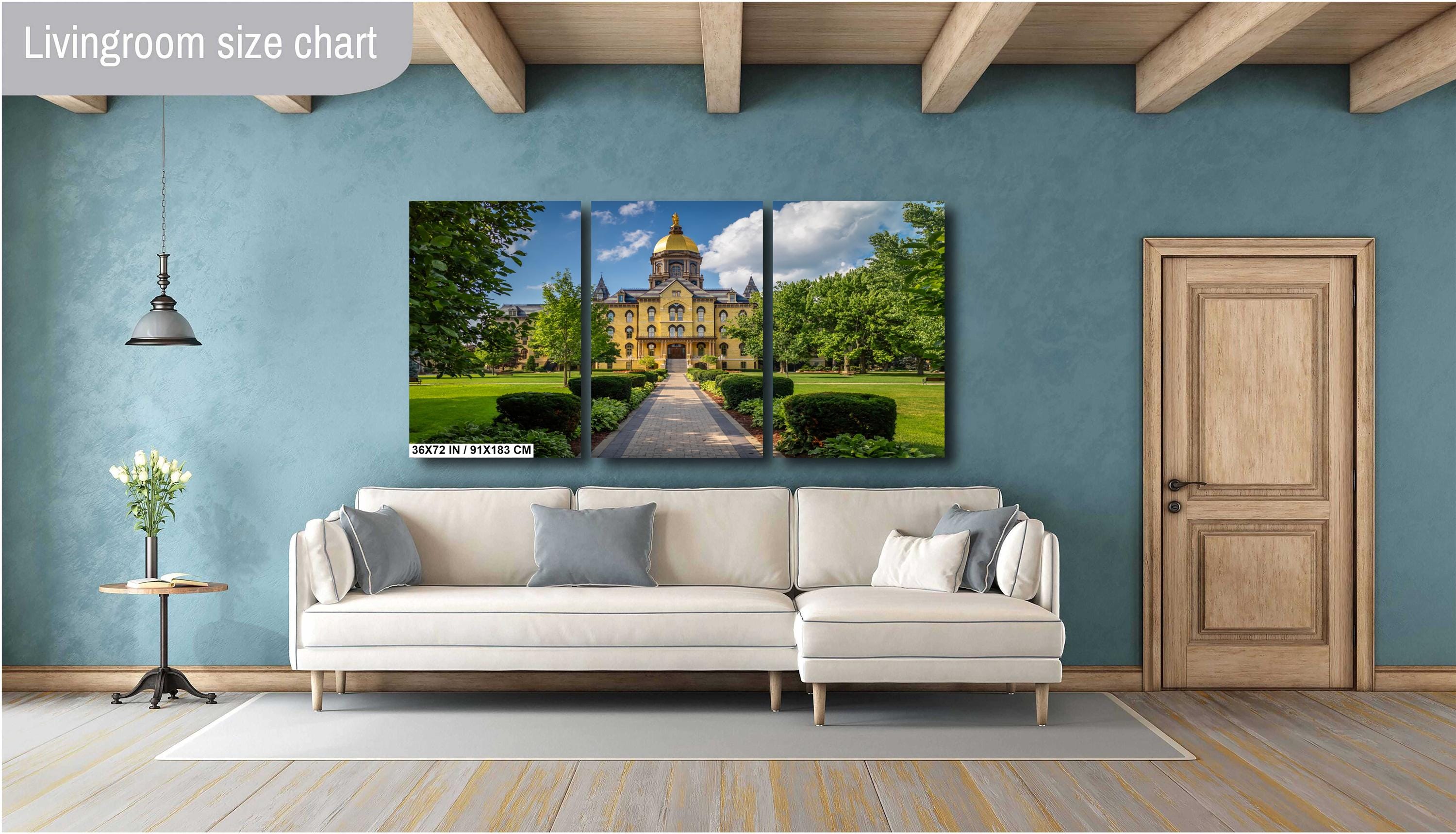 Notre Dame Golden Dome: Garden Pathway, South Bend, Indiana Photography Wall Art