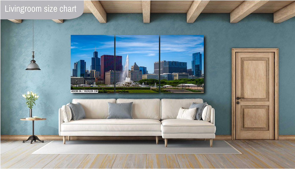 Chicago Buckingham Fountain: Cityscape Skyline Photography Wall Art
