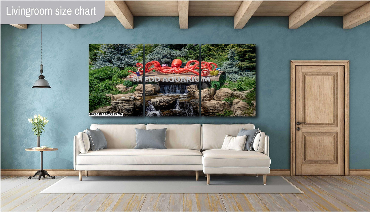 Chicago's Aquatic Gem: Shedd Aquarium Sign in Fountain Print Wall Art Chicago’s Indoor Aquarium Metal/Aluminum/Acrylic/Canvas