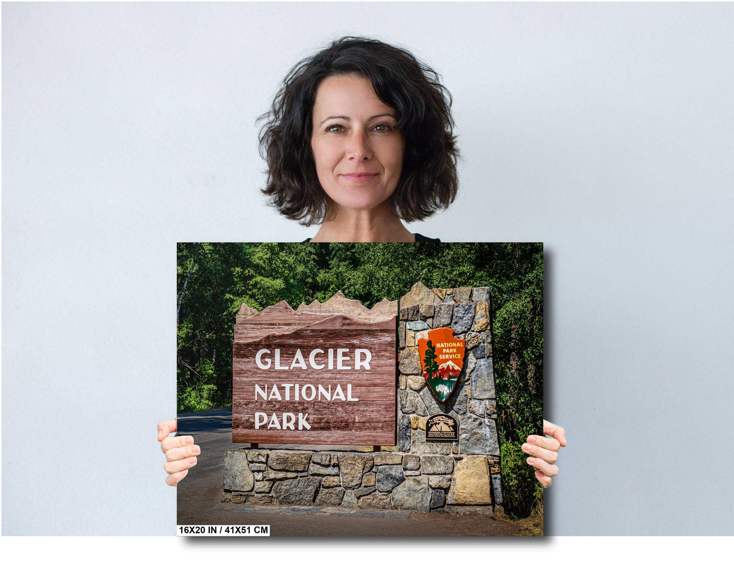 Glacier National Park Sign Photo Print: Montana Landscape Wall Art