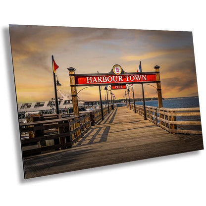 Harbour Town Greetings: Harbour Town Pier Wall Art Print Welcome Hilton Head Island South Carolina Seascape Aluminum/Acrylic/Metal/Canvas