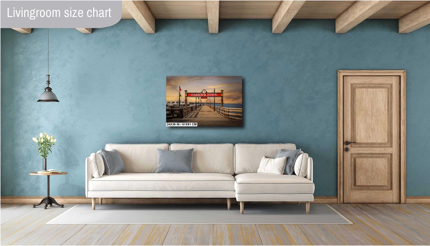 Harbour Town Greetings: Harbour Town Pier Wall Art Print Welcome Hilton Head Island South Carolina Seascape Aluminum/Acrylic/Metal/Canvas