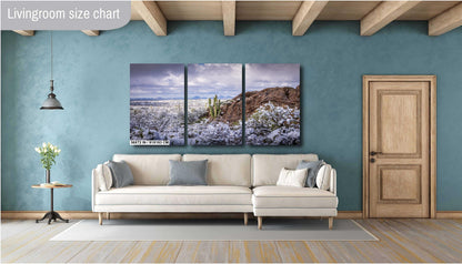 Snowy Saguaro Cactus Print: Arizona Desert Winter Landscape Photography