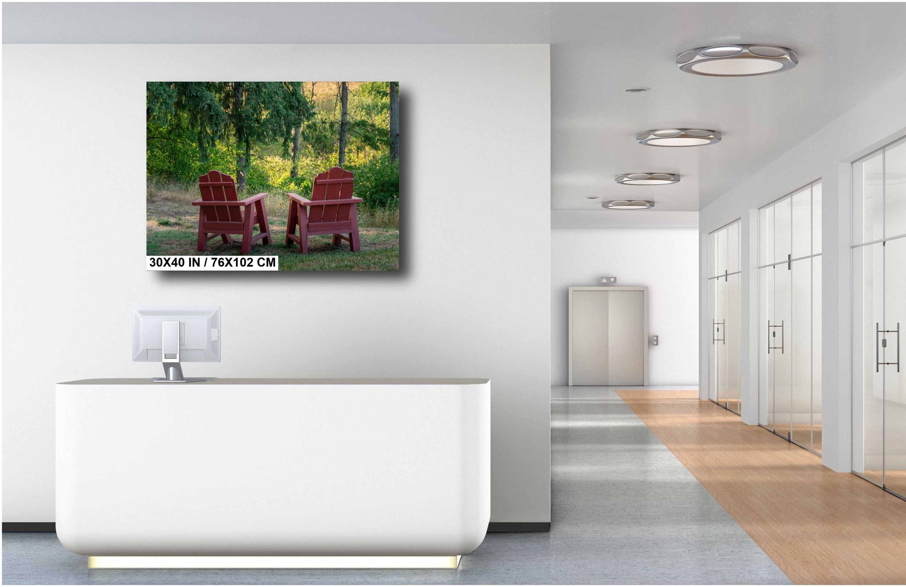 Adirondack Chairs Print: Portland Forest Greenery Wall Art