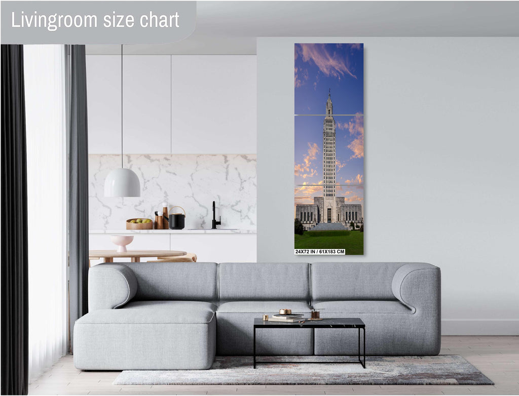 Baton Rouge’s Skyscraper Capitol: Print Wall Art Louisiana State Capitol Gleaming in Clear Skies Historical Aluminum/Acrylic/Metal/Canvas