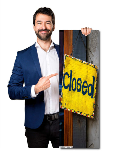 Vintage Closed Sign: Wall Art Print Capturing Closed Wooden Sign in Detail Metal Vintage Wooden Signage NC Aluminum/Acrylic/Metal/Canvas
