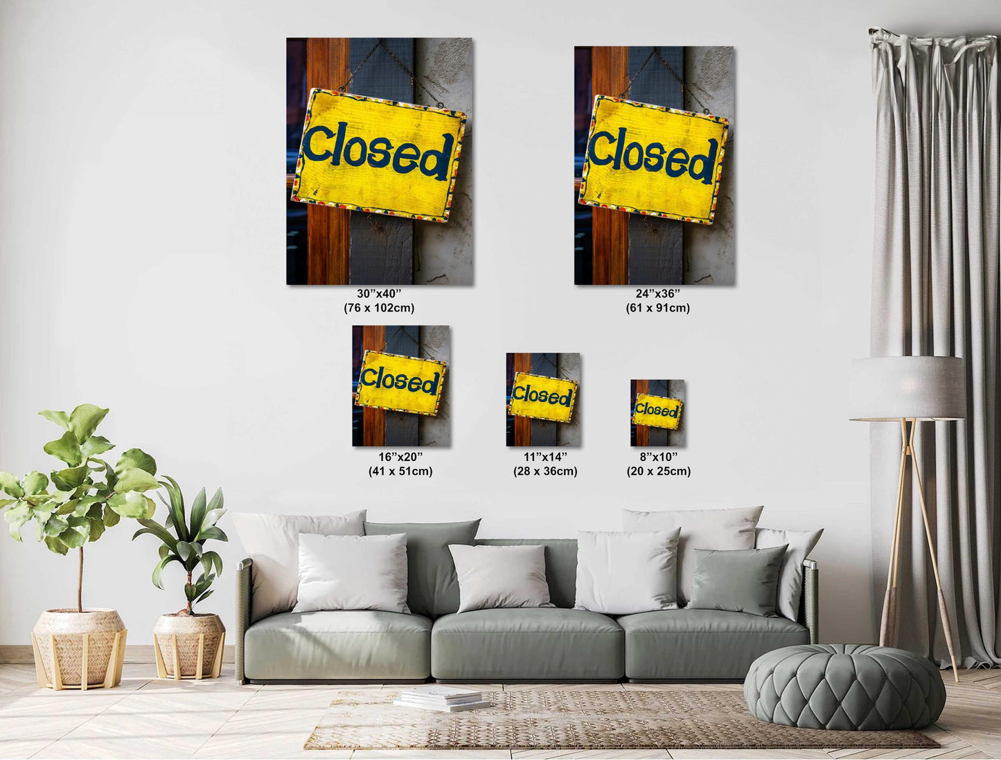 Vintage Closed Sign: Wall Art Print Capturing Closed Wooden Sign in Detail Metal Vintage Wooden Signage NC Aluminum/Acrylic/Metal/Canvas