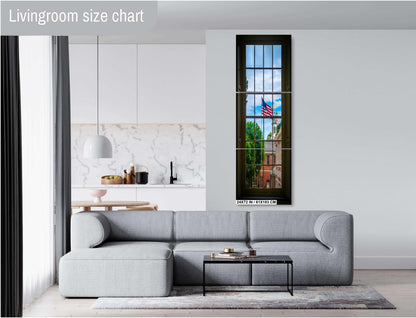 Independence Hall Window View: Philadelphia USA Flag Wall Art Print