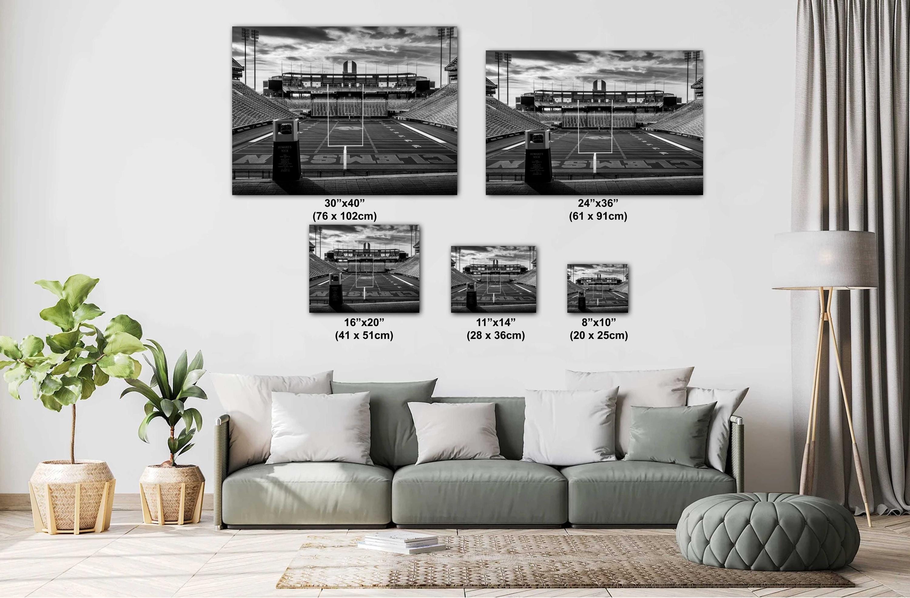 Clemson Tigers Stadium - Black & White Clemson Memorial Stadium Art Print