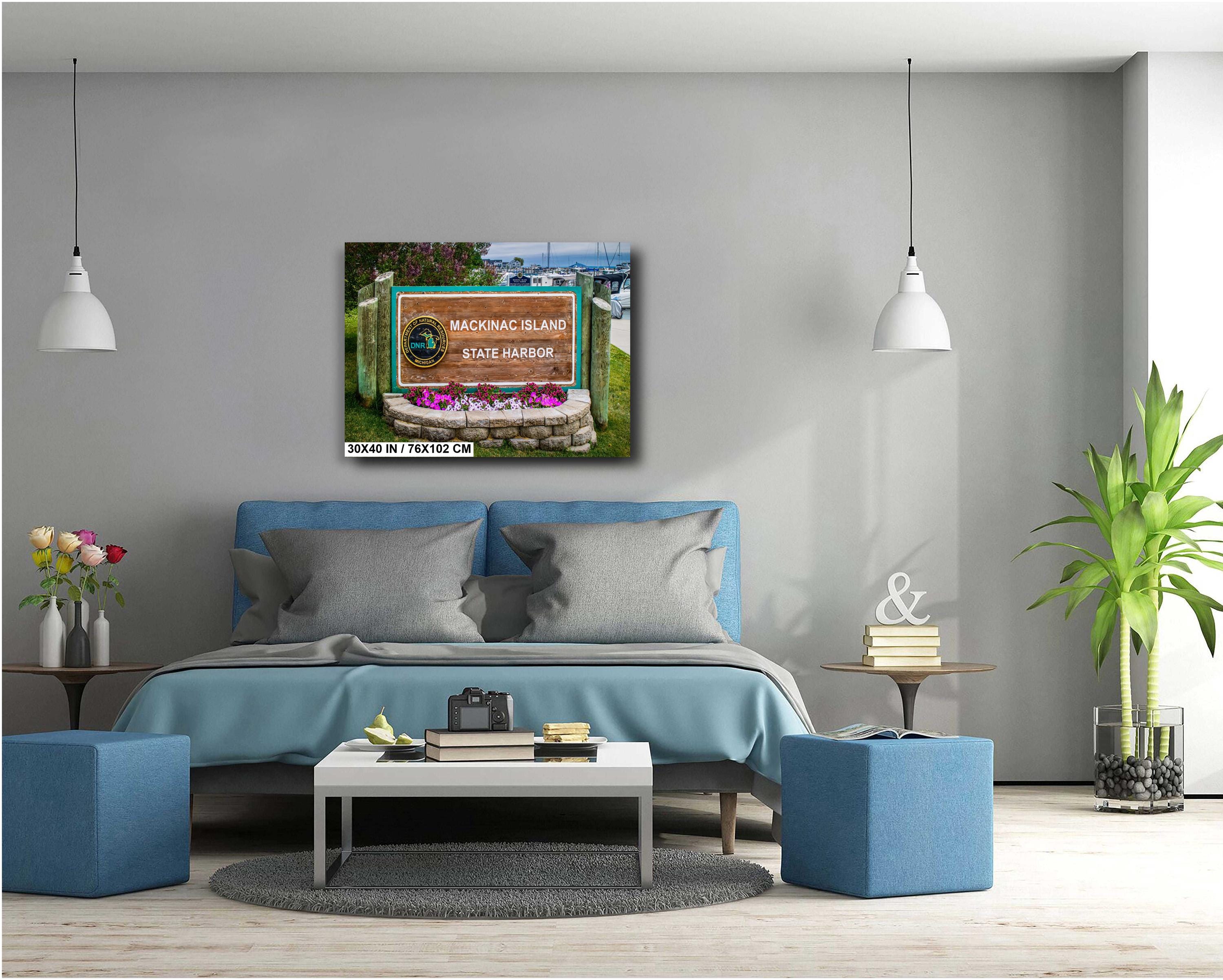 Mackinac Island State Harbor Sign: Michigan Travel Photography Wall Art
