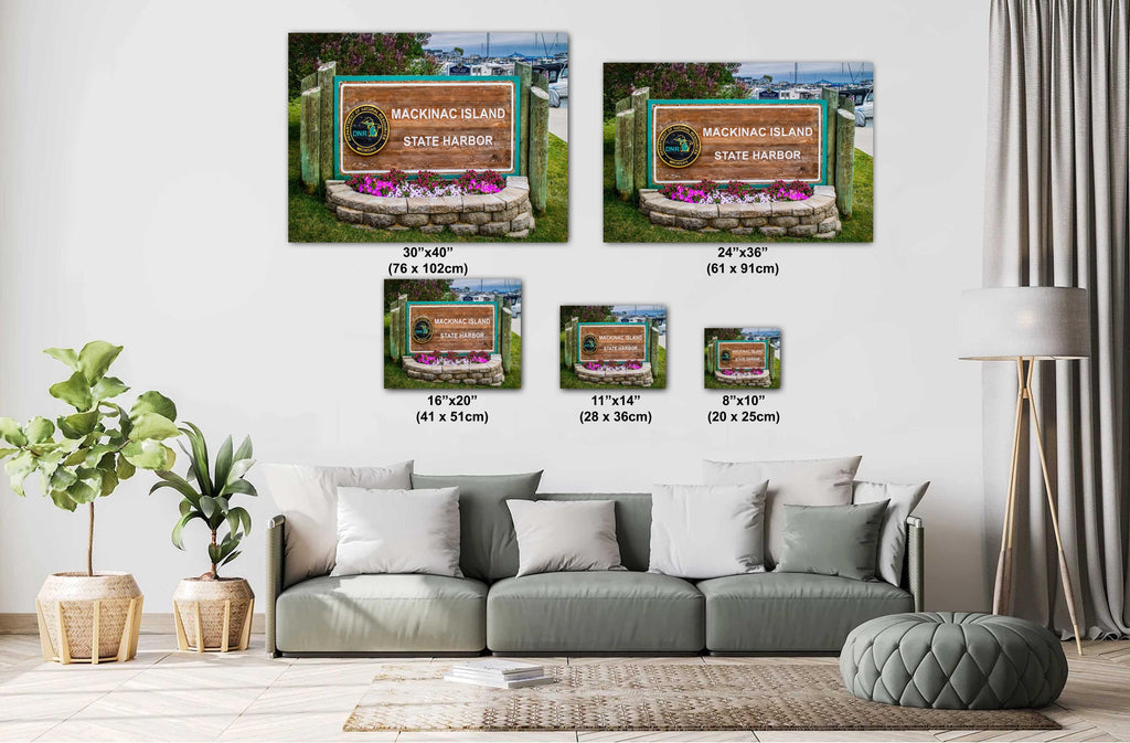 Mackinac Island State Harbor Sign: Michigan Travel Photography Wall Art