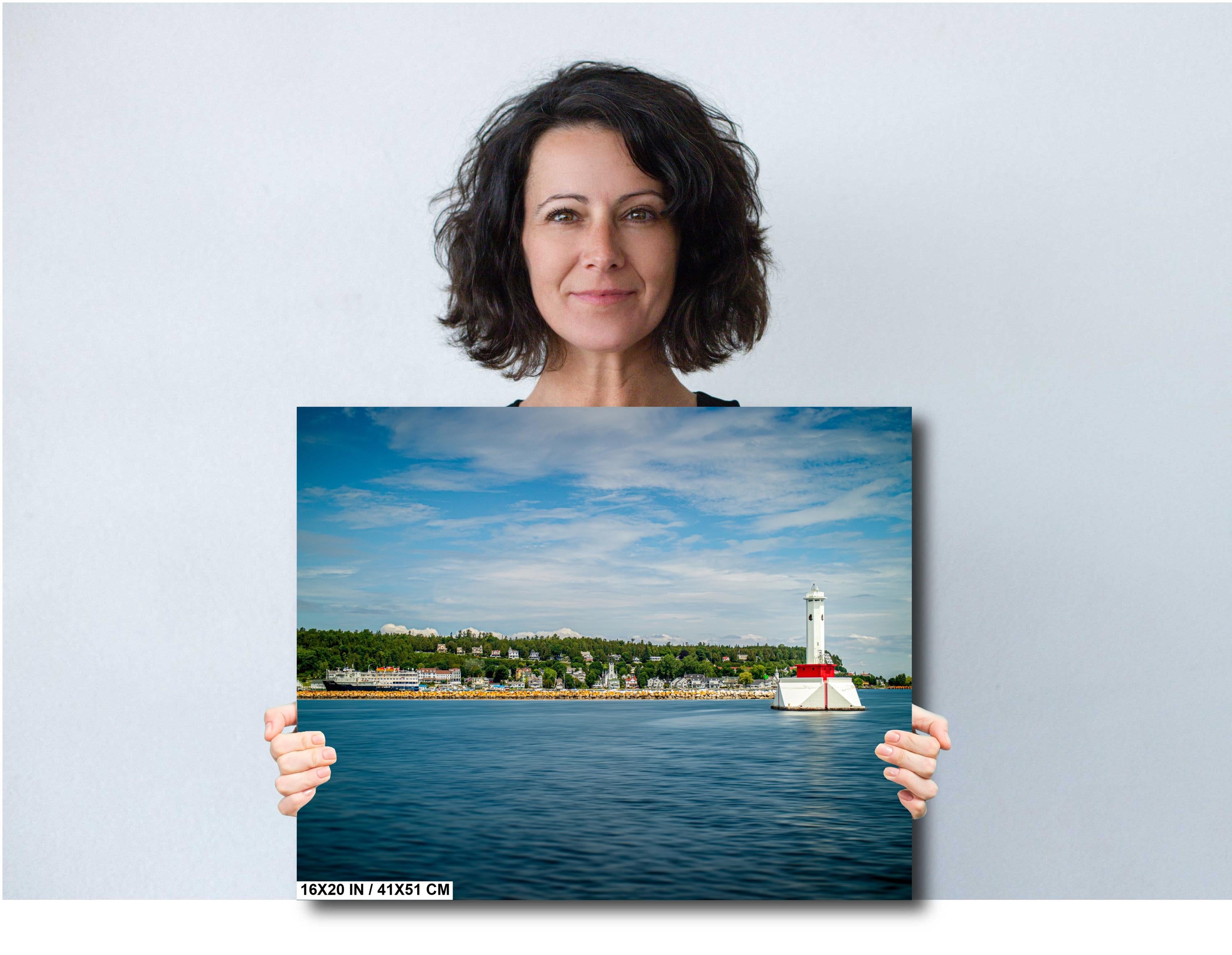 Mackinac Lighthouse: Round Island Passage Light Nautical Photography Wall Art