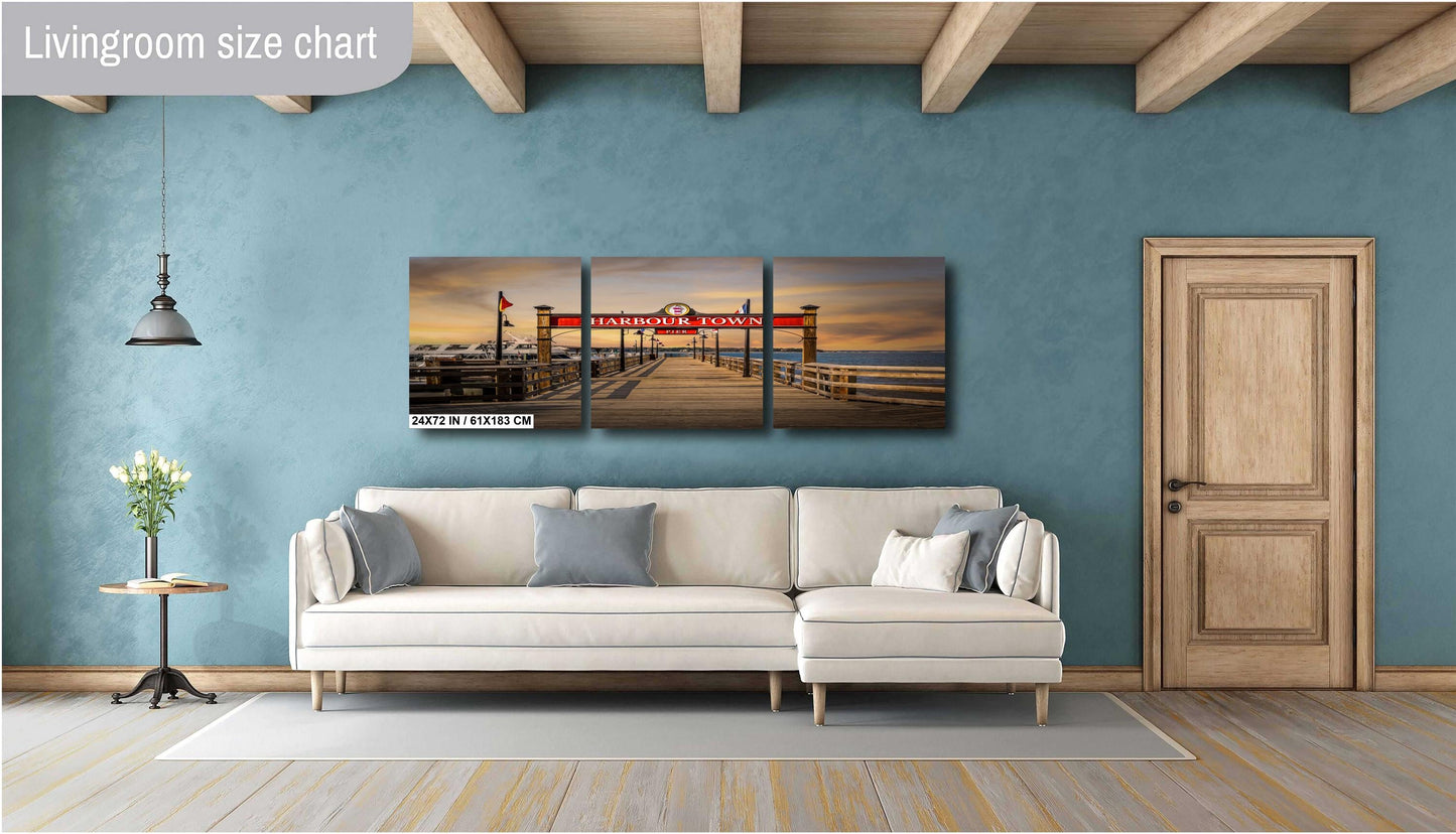 Harbour Town Greetings: Harbour Town Pier Wall Art Print Welcome Hilton Head Island South Carolina Seascape Aluminum/Acrylic/Metal/Canvas