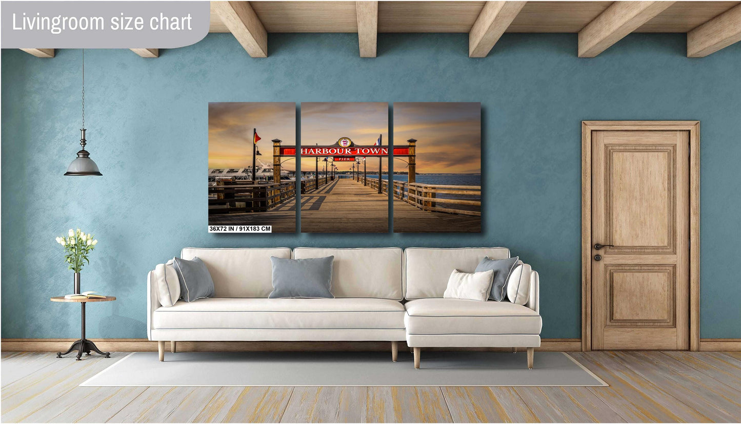 Harbour Town Greetings: Harbour Town Pier Wall Art Print Welcome Hilton Head Island South Carolina Seascape Aluminum/Acrylic/Metal/Canvas