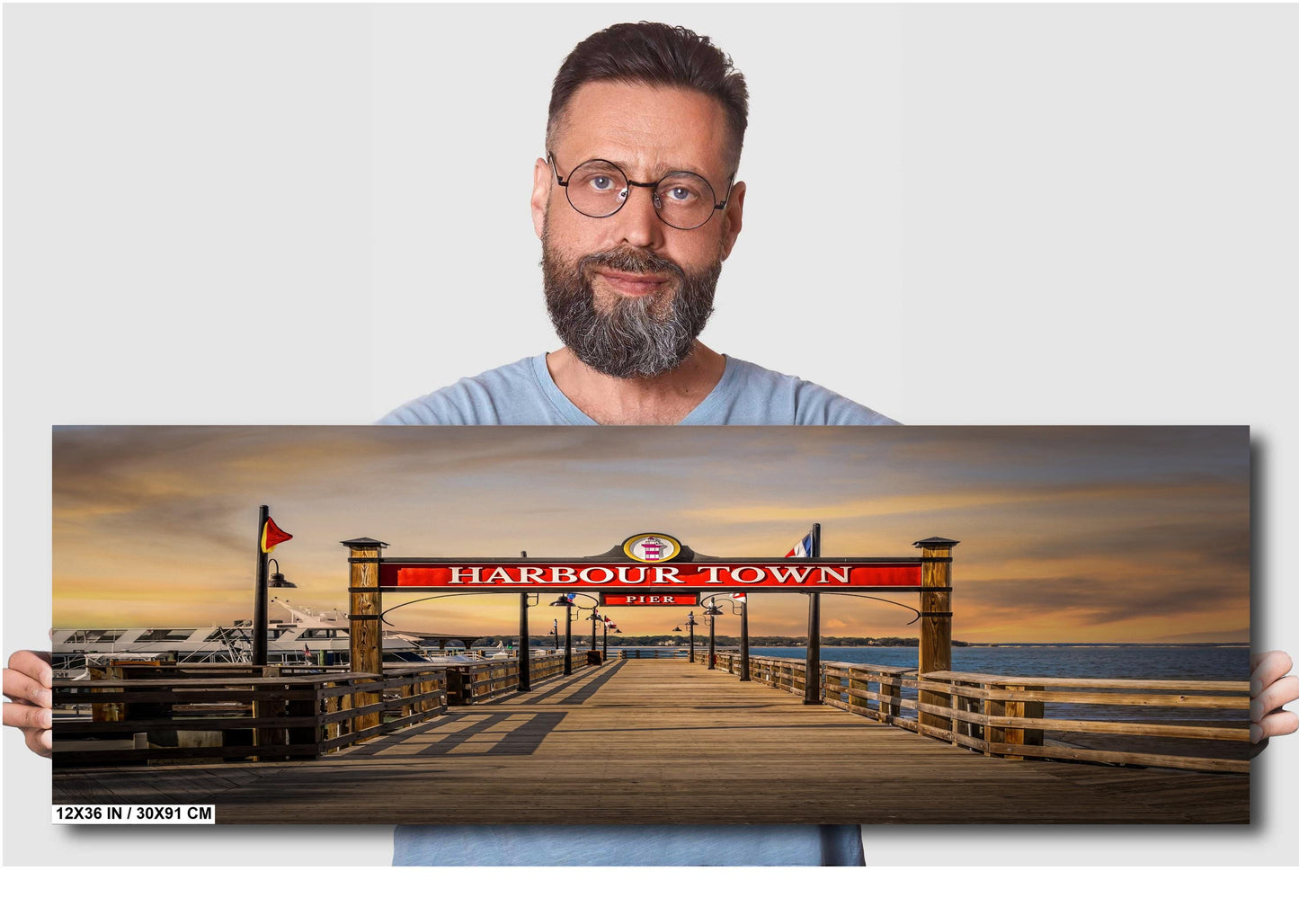 Harbour Town Greetings: Harbour Town Pier Wall Art Print Welcome Hilton Head Island South Carolina Seascape Aluminum/Acrylic/Metal/Canvas