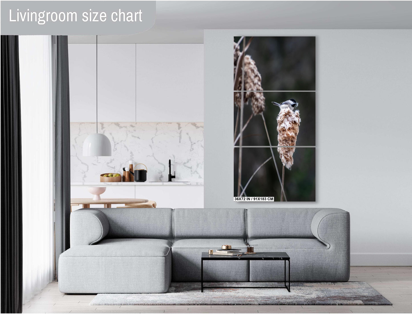 Chickadee’s Throne: A Black-Capped Bird Above the Cattails Wall Art Print Aluminum Spring Photography Aluminum/Acrylic/Metal/Canvas