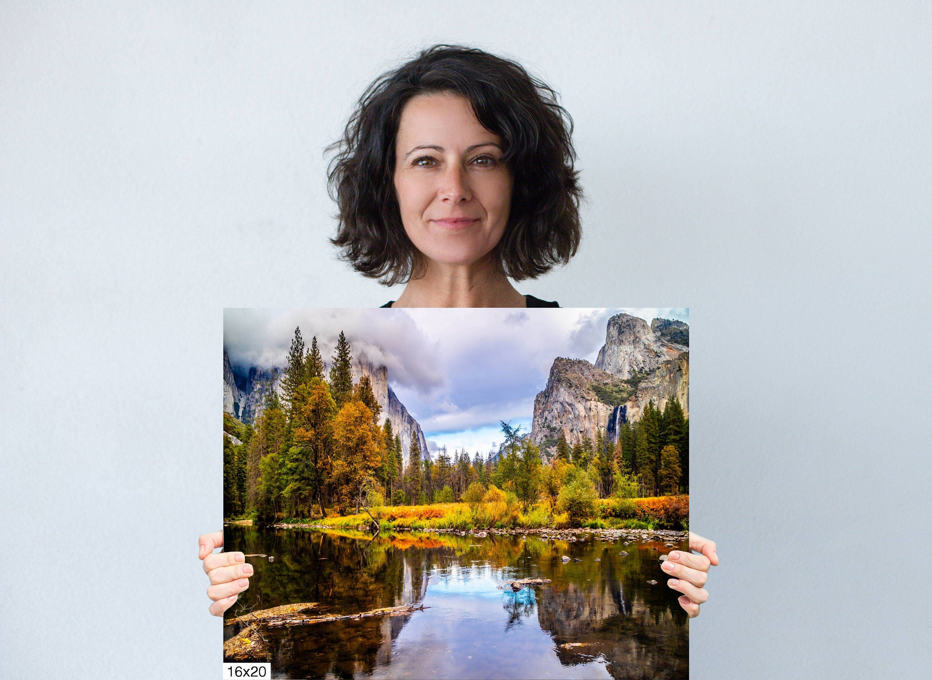 Yosemite Autumn Wall Art – Stormy Valley View Photography with Fall Colors Decor