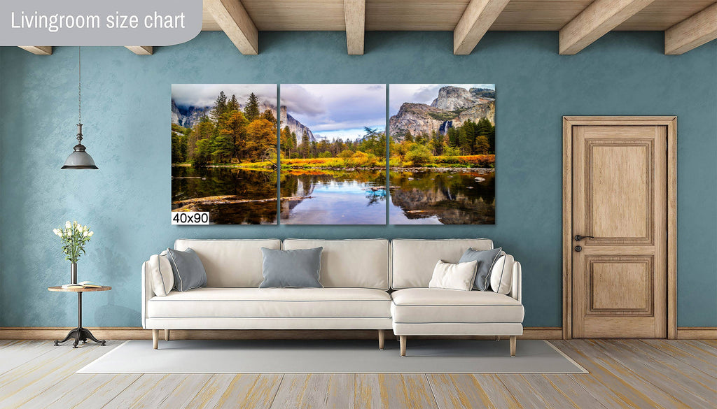 Yosemite Autumn Wall Art – Stormy Valley View Photography with Fall Colors Decor
