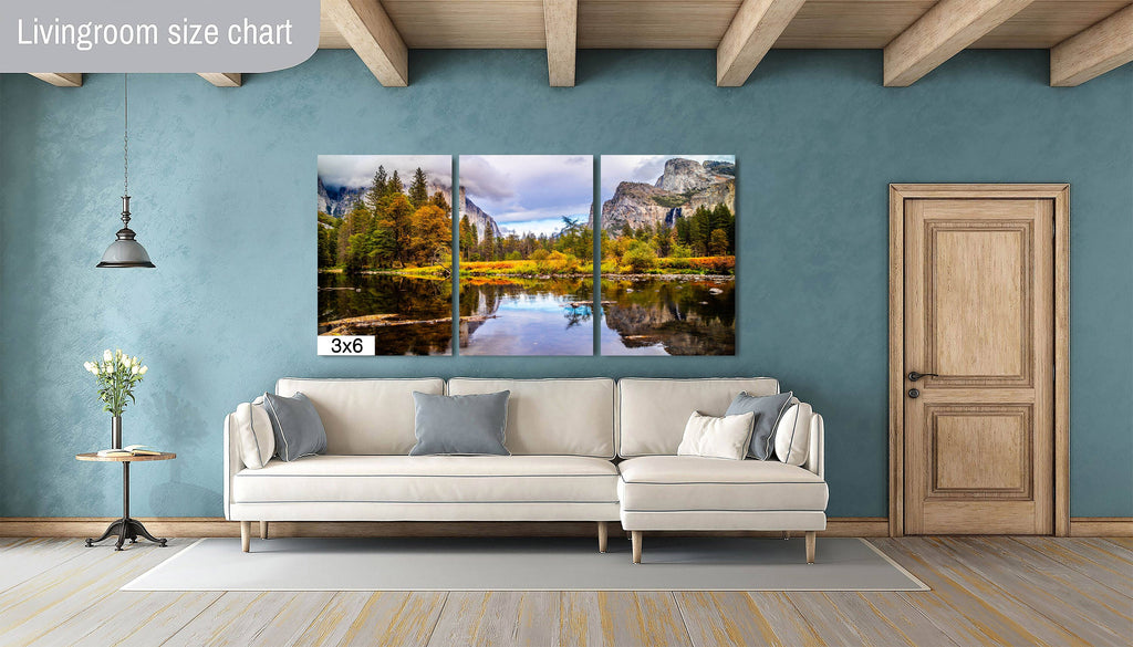 Yosemite Autumn Wall Art – Stormy Valley View Photography with Fall Colors Decor