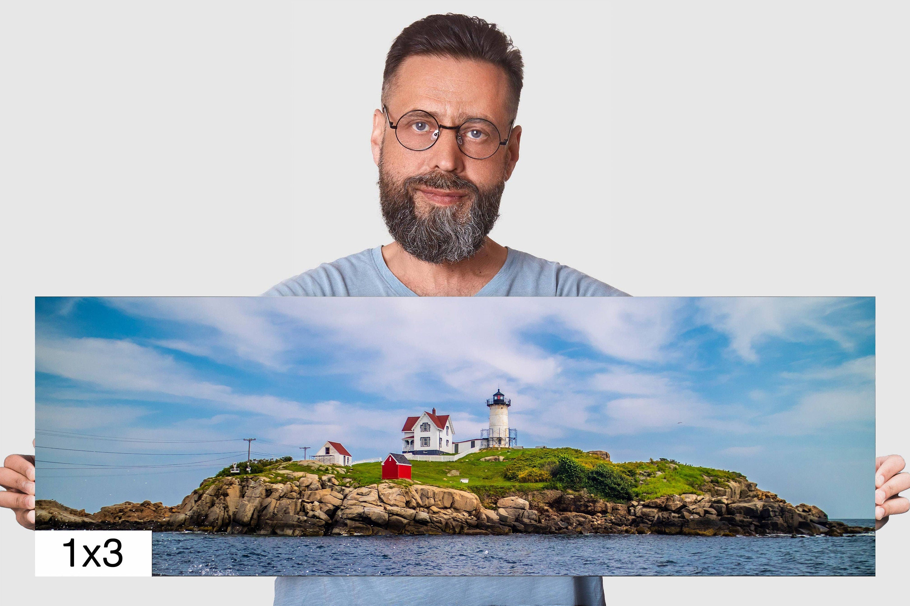 Beacon of Beauty: Nubble Lighthouse Cape Neddick Nautical Photography Print Wall Art