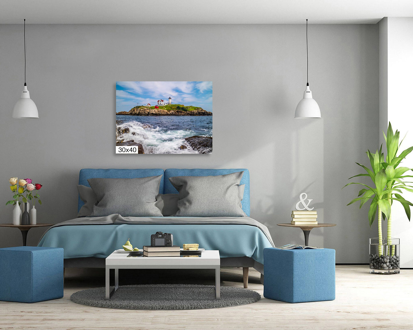 Nubble Lighthouse Wall Art - Premium Photo Paper Print | Coastal Home Decor